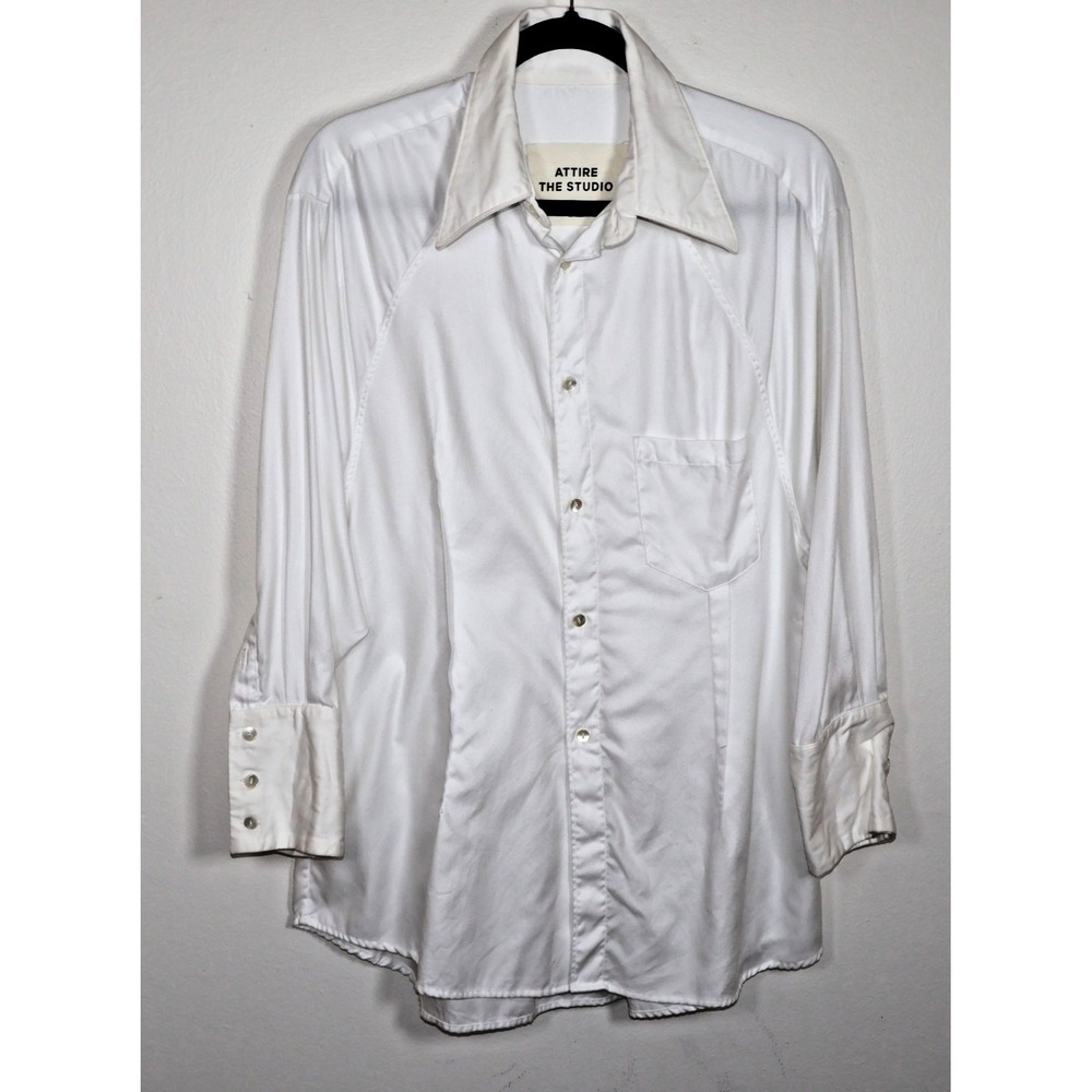 Attire The Studio Shirt Size‎  X-Large White Fitted Long Sleeve Wide Cuffs